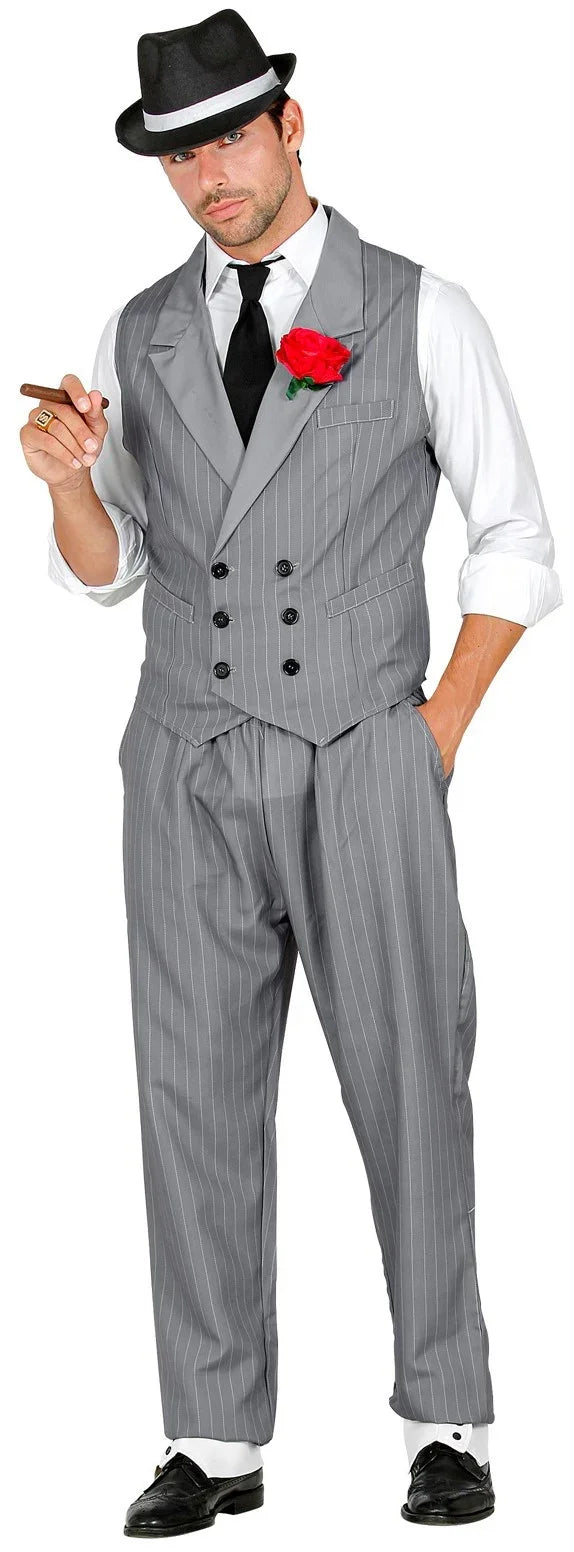 Disfraz de Gangster Gris con Chaleco para Hombre Gánster y Mafioso Widmann